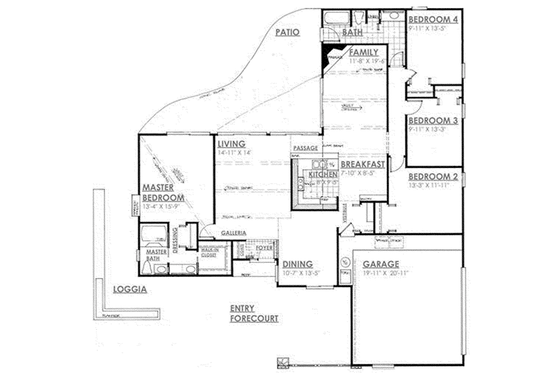 Floor Plan - Main Floor for Contemporary House Plan #30-335 - 4 bed, 2 bath