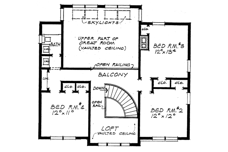 Dream House Plan - Floor Plan - Upper Floor for Country House Plan #315-127 - 4 bed, 2.5 bath