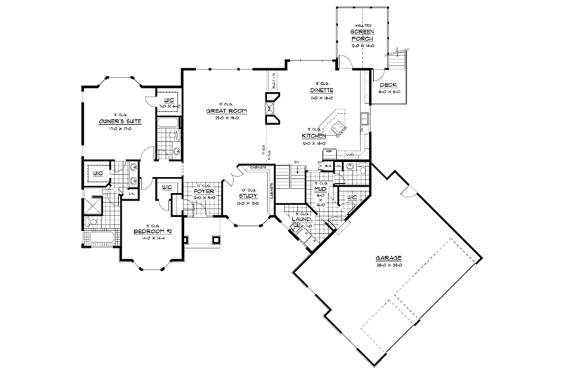 Architectural House Design - Floor Plan - Main Floor for Ranch House Plan #51-679 - 4 bed, 3.5 bath