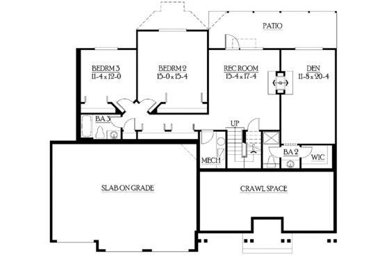 Floor Plan - Lower Floor for Craftsman House Plan #132-345 - 4 bed, 3.5 bath