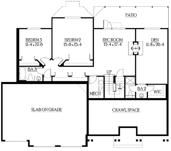 Architectural House Design - Craftsman Floor Plan - Lower Floor Plan #132-345