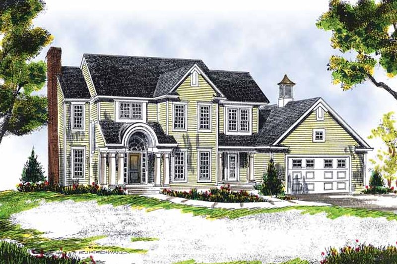 Architectural House Design - Colonial Exterior - Front Elevation Plan #70-1344