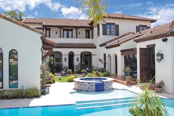 Exterior - Rear Elevation for Mediterranean House Plan #1058-13 - 6 bed, 4.5 bath