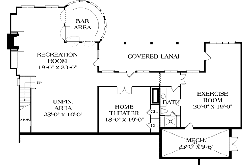 Dream House Plan - Floor Plan - Lower Floor for Country House Plan #453-243 - 6 bed, 5 bath