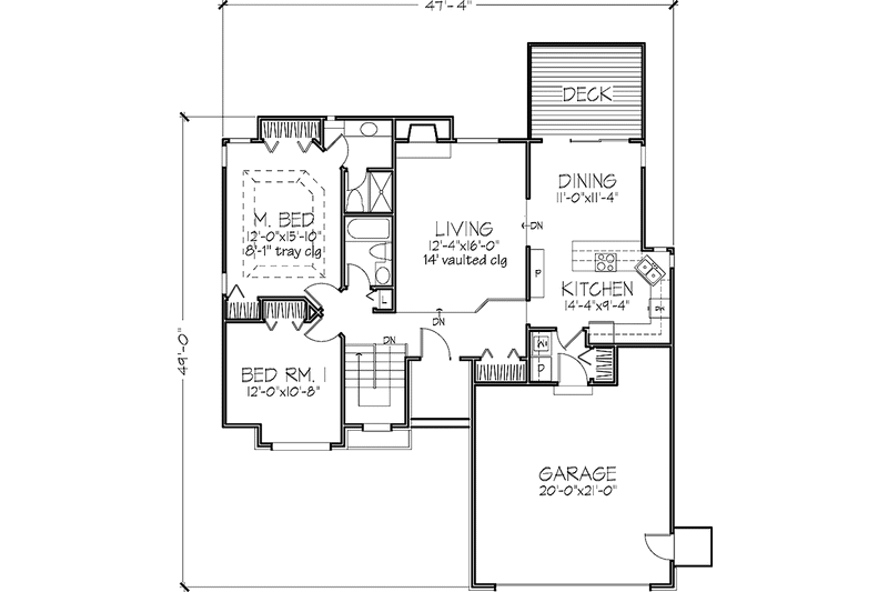 Dream House Plan - Floor Plan - Main Floor for Prairie House Plan #320-1132 - 2 bed, 2 bath