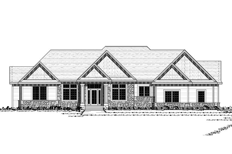 Home Plan - Exterior - Front Elevation 3 for Ranch House Plan #51-676 - 4 bed, 3.5 bath