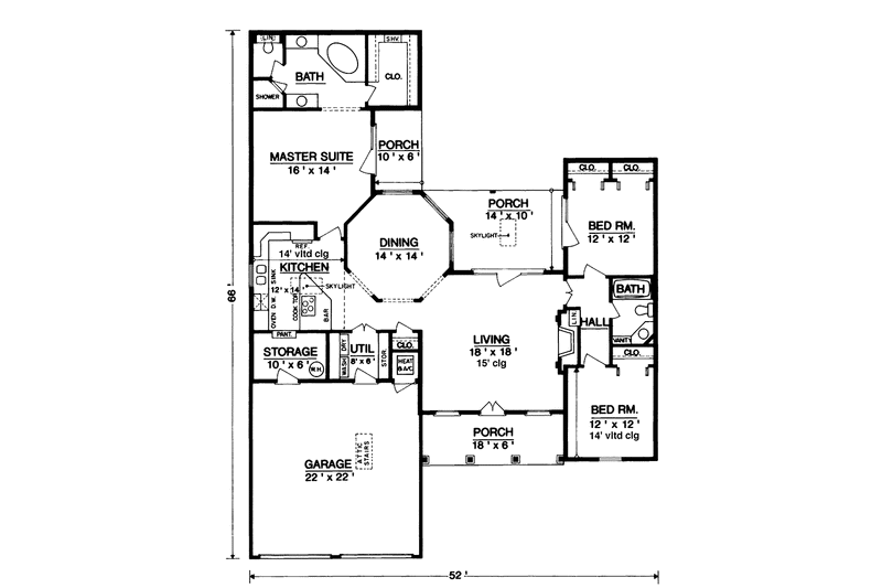 Home Plan - Floor Plan - Main Floor for Country House Plan #45-508 - 3 bed, 2 bath