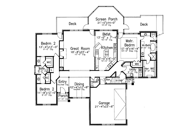 House Plan Design - Floor Plan - Main Floor for Country House Plan #52-275 - 3 bed, 2.5 bath