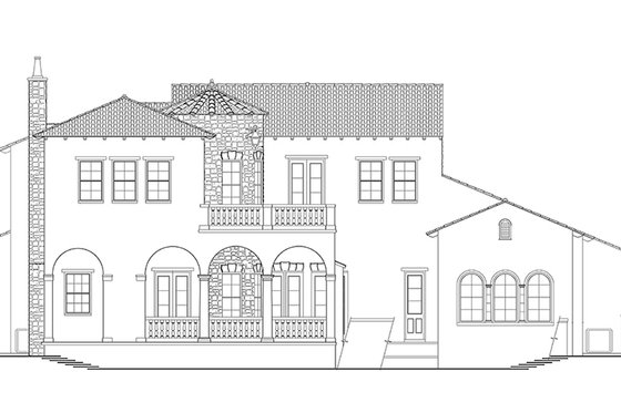 Exterior - Rear Elevation for Mediterranean House Plan #1058-153 - 4 bed, 4 bath