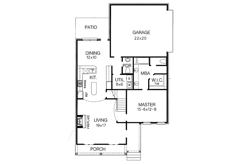 Home Plan - Floor Plan - Main Floor for Classical House Plan #15-364 - 3 bed, 2.5 bath