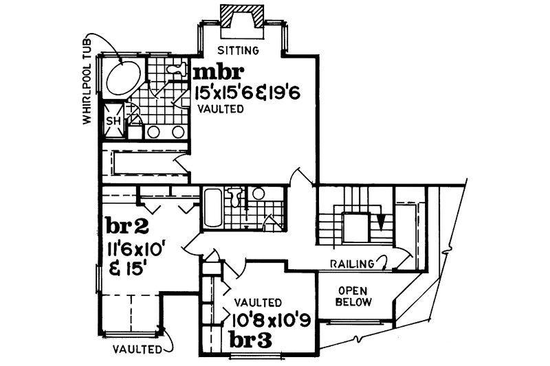 Home Plan - Floor Plan - Upper Floor for Mediterranean House Plan #47-1004 - 3 bed, 3 bath