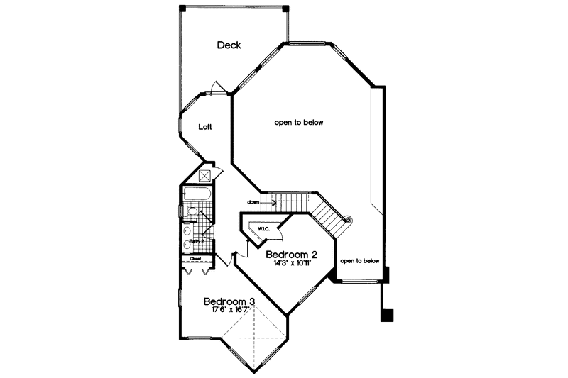 Dream House Plan - Floor Plan - Upper Floor for Mediterranean House Plan #417-544 - 3 bed, 2.5 bath