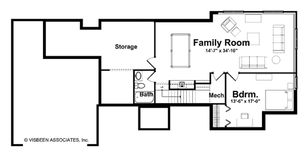 Architectural House Design - Craftsman Floor Plan - Lower Floor Plan #928-150