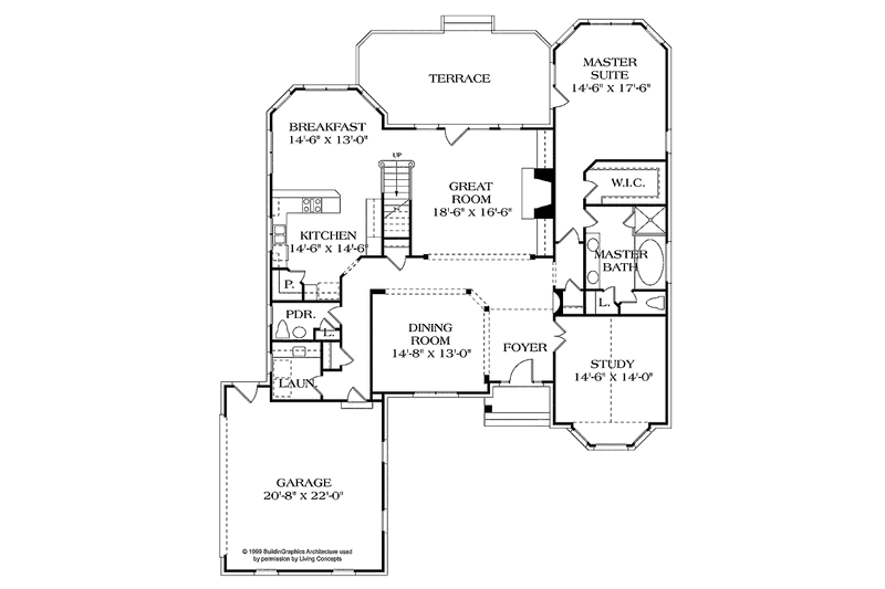 Home Plan - Floor Plan - Main Floor for Country House Plan #453-307 - 4 bed, 3.5 bath