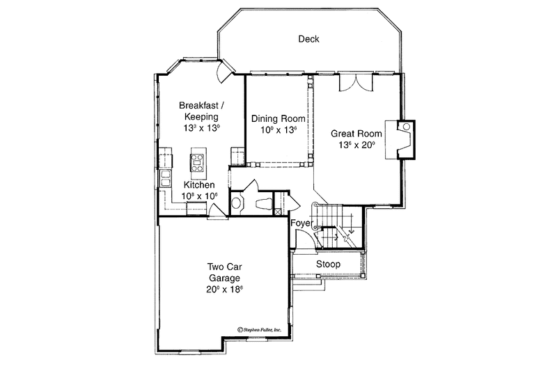 House Blueprint - Floor Plan - Main Floor for Colonial House Plan #429-152 - 3 bed, 2.5 bath