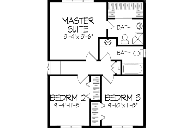 Architectural House Design - Floor Plan - Upper Floor for Contemporary House Plan #51-697 - 3 bed, 2.5 bath