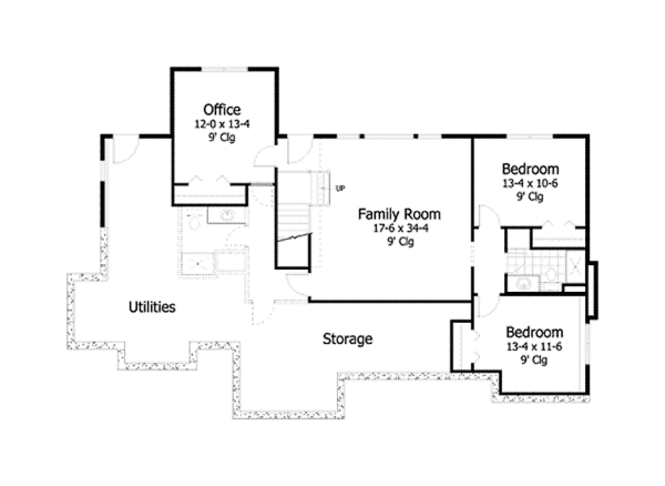 House Plan Design - European Floor Plan - Lower Floor Plan #51-1057
