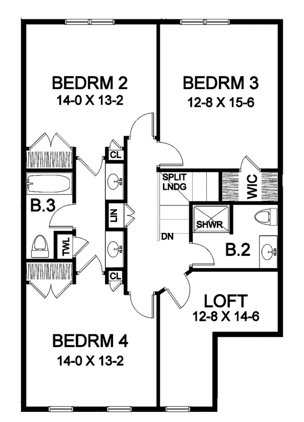 Architectural House Design - Classical Floor Plan - Upper Floor Plan #328-331