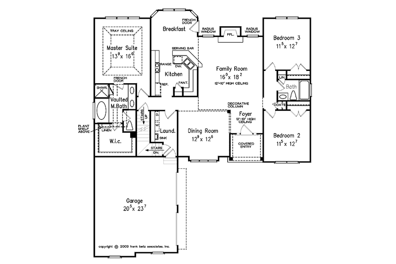 House Blueprint - Floor Plan - Main Floor for Country House Plan #927-933 - 3 bed, 2 bath