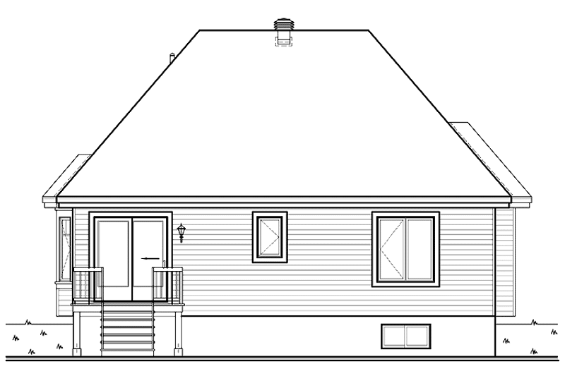 House Blueprint - Exterior - Rear Elevation for Country House Plan #23-2497 - 2 bed, 1 bath