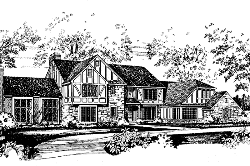 Architectural House Design - Tudor Exterior - Front Elevation Plan #72-874