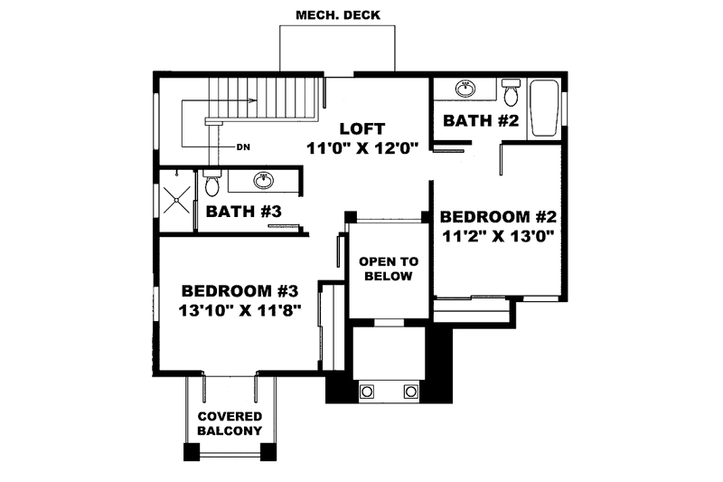 Home Plan - Floor Plan - Upper Floor for Mediterranean House Plan #1017-91 - 3 bed, 3.5 bath