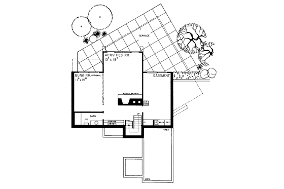 Floor Plan - Lower Floor for Contemporary House Plan #72-641 - 4 bed, 3 bath
