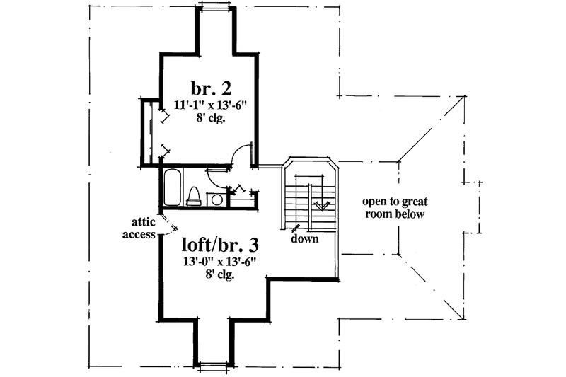 House Blueprint - Floor Plan - Upper Floor for Country House Plan #930-31 - 3 bed, 2.5 bath