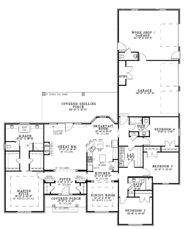 House Design - Country Floor Plan - Main Floor Plan #17-2913