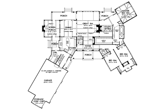 Floor Plan - Main Floor for Ranch House Plan #929-655 - 3 bed, 2.5 bath