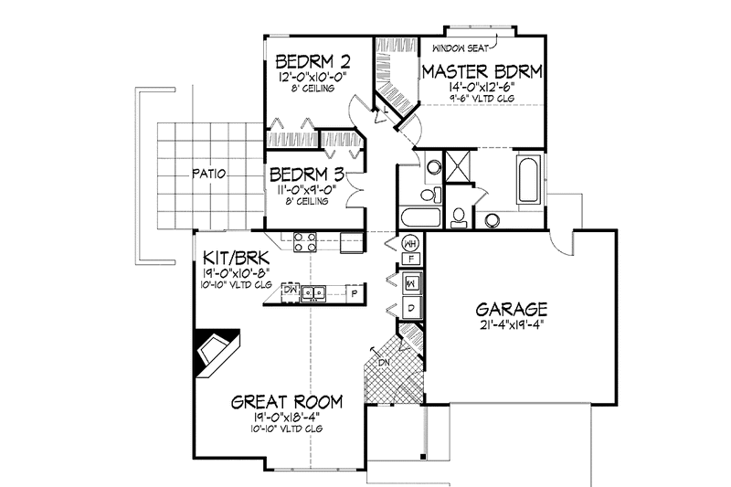 Home Plan - Floor Plan - Main Floor for Contemporary House Plan #320-701 - 2 bed, 2 bath