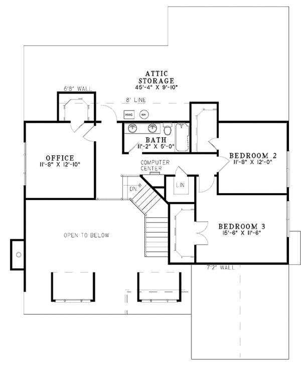 Home Plan - Colonial Floor Plan - Upper Floor Plan #17-2764