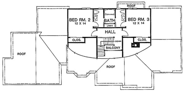 House Blueprint - Country Floor Plan - Upper Floor Plan #1001-109