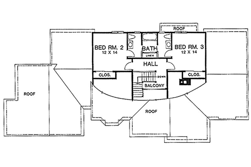 House Blueprint - Floor Plan - Upper Floor for Country House Plan #1001-109 - 3 bed, 2.5 bath