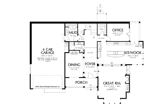 Floor Plan - Main Floor for Craftsman House Plan #48-853 - 4 bed, 3.5 bath
