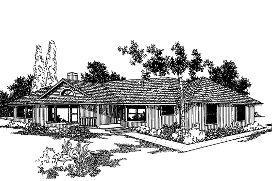 Exterior - Front Elevation 3 for Contemporary House Plan #60-785 - 3 bed, 2 bath