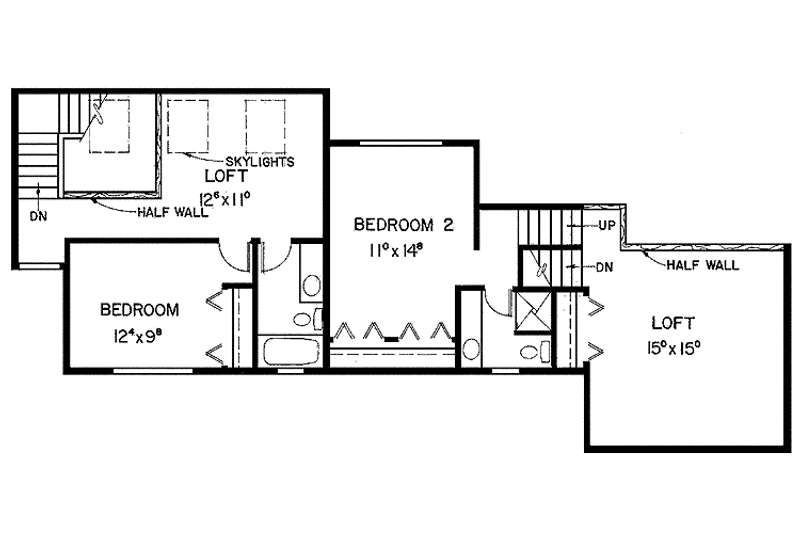 Dream House Plan - Floor Plan - Upper Floor for Contemporary House Plan #60-779 - 2 bed, 2 bath