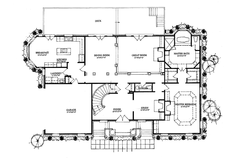 Home Plan - Floor Plan - Main Floor for European House Plan #429-137 - 4 bed, 3.5 bath