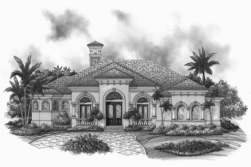 Architectural House Design - Exterior - Front Elevation 3 for Mediterranean House Plan #1017-15 - 3 bed, 3 bath