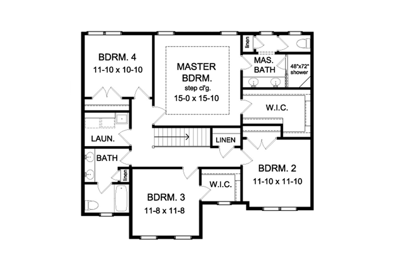 Home Plan - Floor Plan - Upper Floor for Colonial House Plan #1010-61 - 4 bed, 2.5 bath