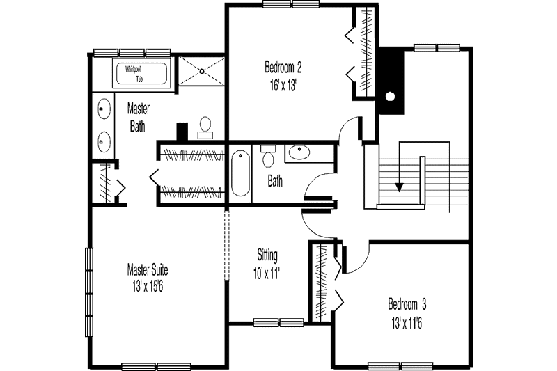 Home Plan - Floor Plan - Upper Floor for Contemporary House Plan #320-895 - 3 bed, 2.5 bath