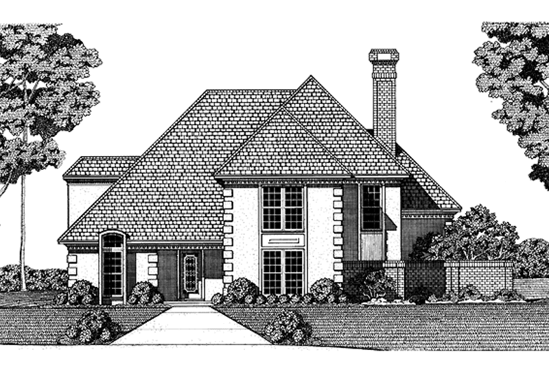 Home Plan - Exterior - Front Elevation 3 for Mediterranean House Plan #45-382 - 4 bed, 2.5 bath