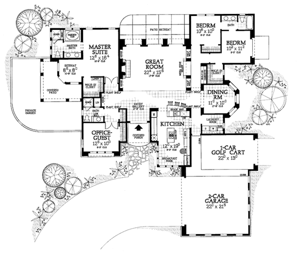 Architectural House Design - Mediterranean Floor Plan - Main Floor Plan #72-1016