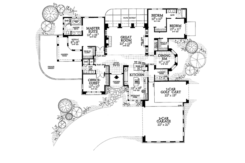 Dream House Plan - Floor Plan - Main Floor for Mediterranean House Plan #72-1016 - 4 bed, 3 bath
