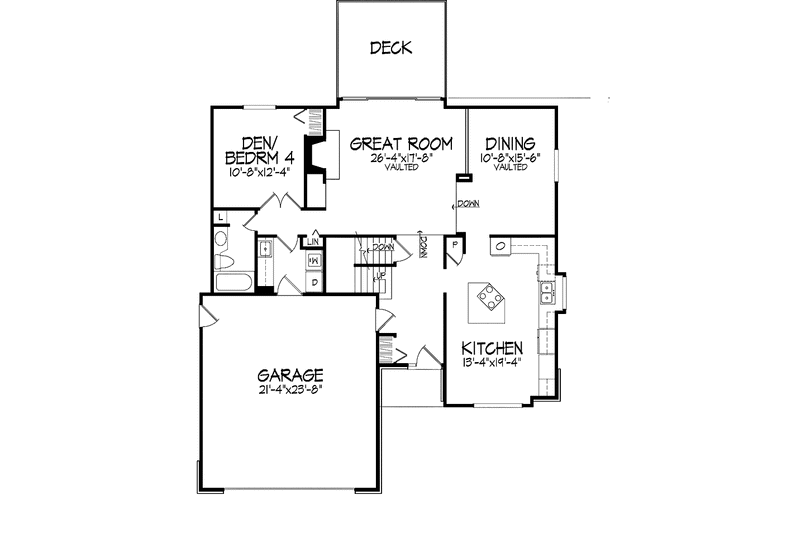 Home Plan - Floor Plan - Main Floor for Contemporary House Plan #320-688 - 3 bed, 3 bath