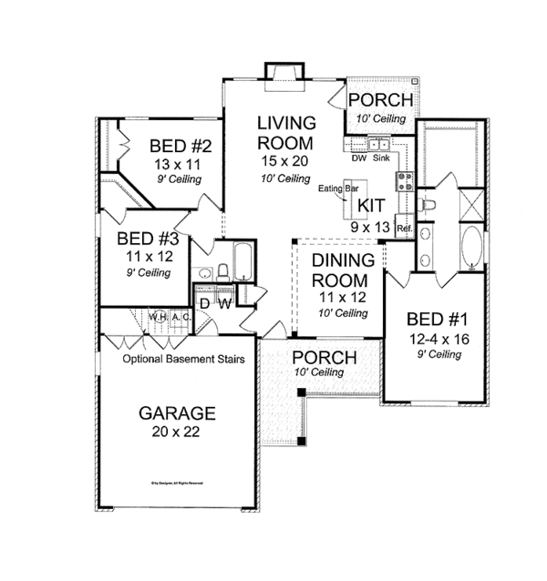 House Plan Design - Traditional Floor Plan - Main Floor Plan #513-2114
