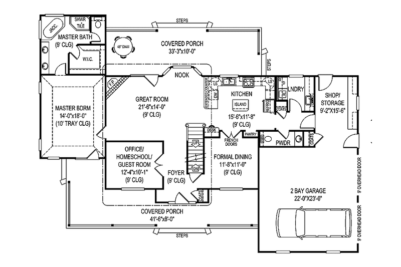 Architectural House Design - Floor Plan - Main Floor for Country House Plan #11-271 - 4 bed, 2.5 bath