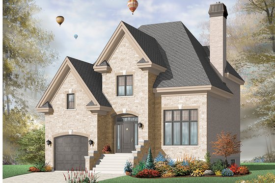 Exterior - Front Elevation 3 for European House Plan #23-2440 - 3 bed, 2 bath