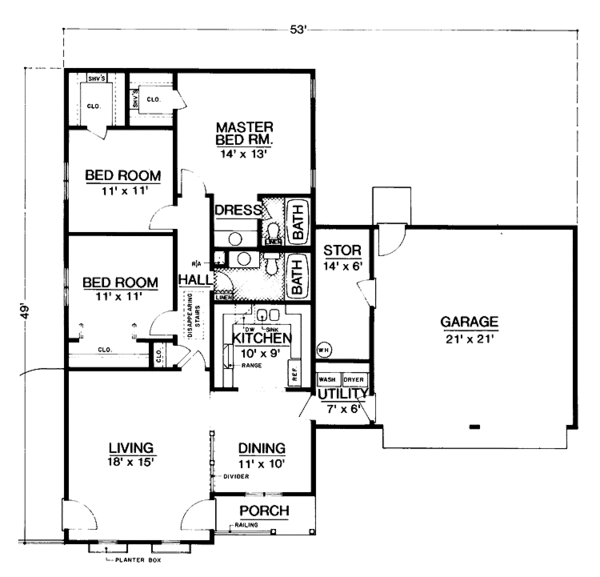 Architectural House Design - Country Floor Plan - Main Floor Plan #45-556