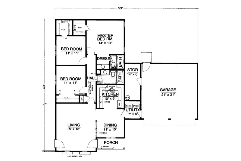 Home Plan - Floor Plan - Main Floor for Country House Plan #45-556 - 3 bed, 2 bath